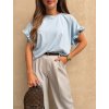 Dámské tričko s volánkovým rukávem Baby blue