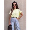 Dámské tričko s volánkovým rukávem Yellow