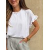 Dámské tričko s volánkovým rukávem White