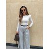 Dámské široké kalhoty s gumou v pase Grey