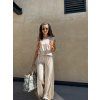Komplet Naomi top + široké kalhoty Beige