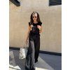 Komplet Naomi top + široké kalhoty Black