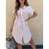 Dámské šaty s vázáním v pase Stripe Pink