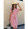 Dámské šaty s vázáním v pase Stripe Red