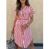Dámské šaty s vázáním v pase Stripe Red