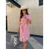 Dámské šaty s vázáním v pase Stripe Red