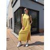 Dámské midi šaty s křidélkovými rukávy a rozparkem Yellow