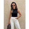 Dámský bavlněný cropped top Black