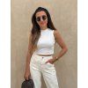 Dámský bavlněný cropped top White