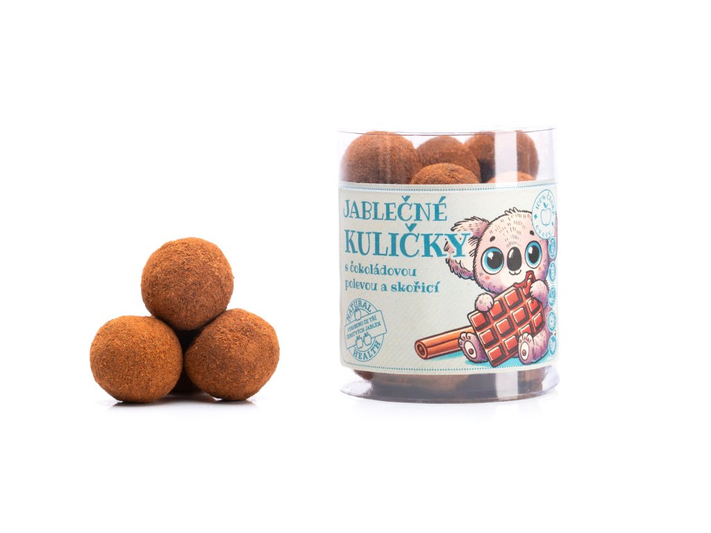 Jablečné kuličky s čokoládovou polevou a skořicí (100g)