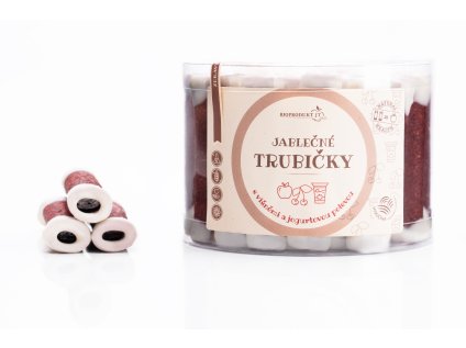 Jablkové trubičky s jogurtovou polevou a čerešňou 43ks (540g)