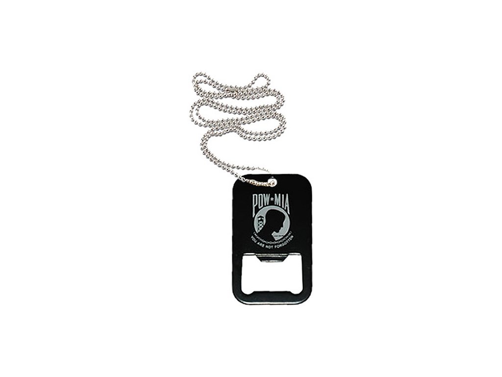 přívěšek na krk DOG TAG s otvírákem na lahve POW/MIA (Barva černá)