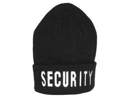 čepice pletená s nápisem 'SECURITY' POLYACRYL ČERNÁ (Barva černá)