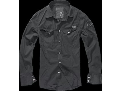 Košile dl. rukáv Brandit SlimFit Shirt černá