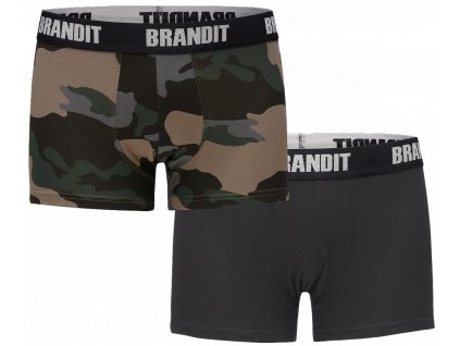 Boxerky Brandit 2ks tmavá kamufláž/černé