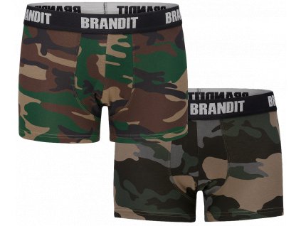 Boxerky Brandit 2ks woodland/tmavá kamufláž
