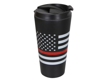 hrnek termo VLAJKA USA červená linka ČERNÝ (Barva černá)