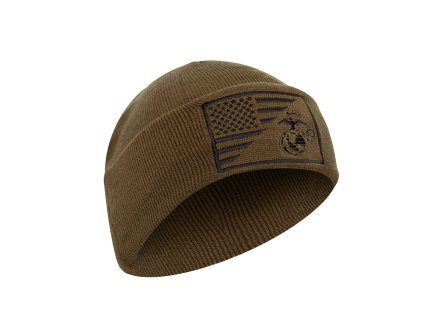čepice WATCH vlajka USA/USMC pletená COYOTE (Barva COYOTE BROWN)