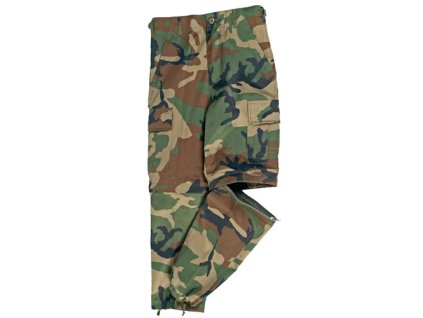 kalhoty dětské US BDU ZIP-OFF WOODLAND (Velikost L, Barva US WOODLAND)