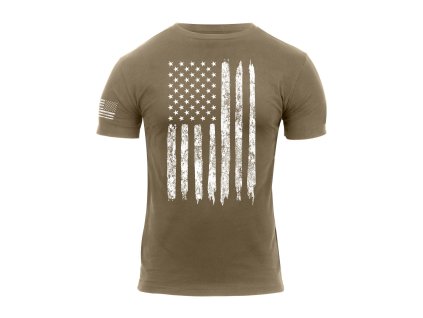 triko DISTRESSED US bílá vlajka COYOTE BROWN (Velikost 3XL, Barva COYOTE BROWN)