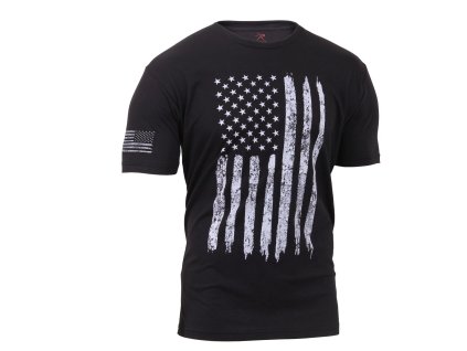 triko DISTRESSED US vlajka ČERNÉ (Velikost 3XL, Barva černá)