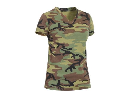 triko dámské V-výstřih prodloužené WOODLAND (Velikost L, Barva US WOODLAND)