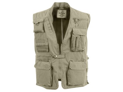 vesta rybářská DELUXE SAFARI KHAKI (Velikost 3XL, Barva khaki)