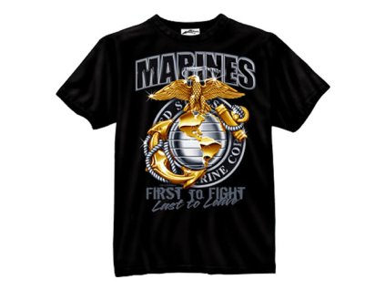 triko USMC MARINES GLOBE & ANCHOR ČERNÉ (Velikost L, Barva černá)