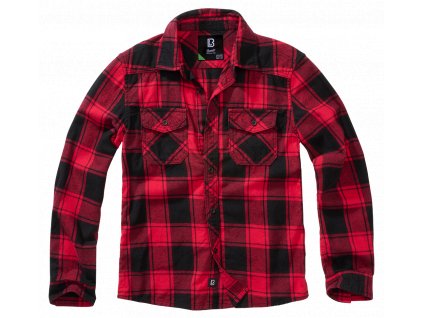 Košile dl. rukáv dětská Brandit Check Shirt červená/černá