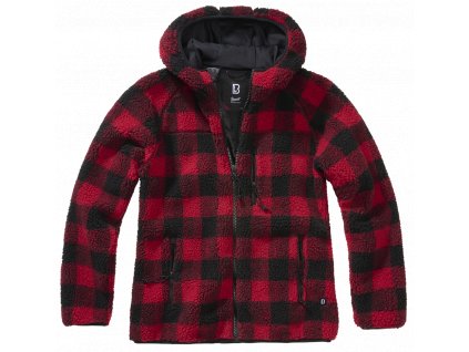Bunda dámská Brandit Teddyfleece s kapucí červená/černá