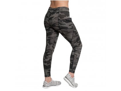 Legíny dámské WORKOUT s kapsami BLACK CAMO 01