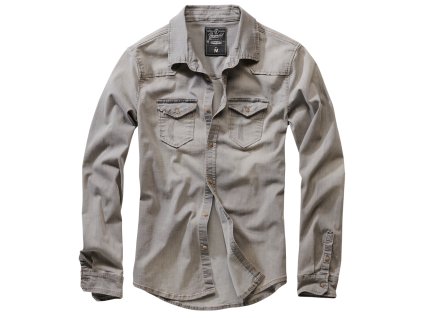 Košile dl. rukáv Brandit Riley Denimshirt šedá - Akce