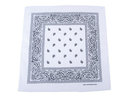 šátek BANDANA 55x55 cm BÍLÁ/ČERNÁ (Barva bílá)