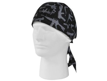 šátek HEADWRAP GUN PATTERN ČERNÁ (Barva černá)