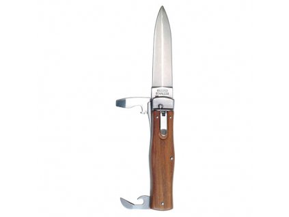Nůž vyhazovací s dřevěnou střenkou s otvíráky