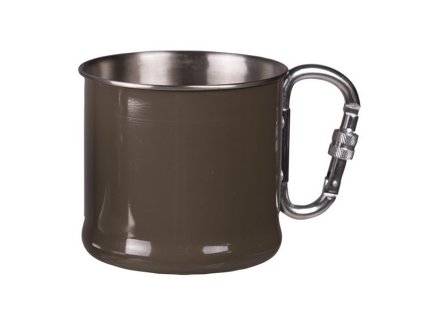 hrnek nerezový 500ml s karabinou ZELENÝ (Barva zelená)