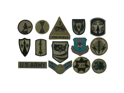 Nášivka MILITARY různé druhy OLIV 50 ks v balení (Barva zelená)