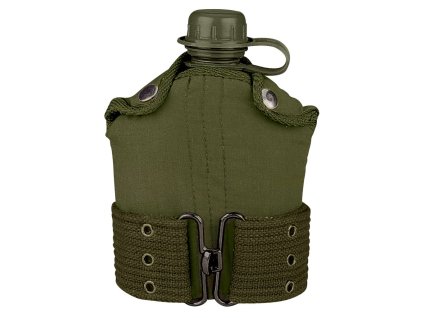 láhev polní plast s obalem a opaskem ZELENÁ (Barva zelená)