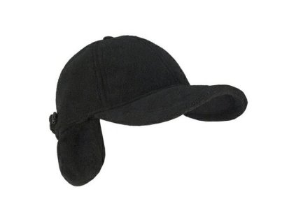 čepice zimní s klapkama na uši FLEECE ČERNÁ (Barva černá)