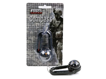 karabina s kompasem a teploměrem ČERNÁ (Barva černá)