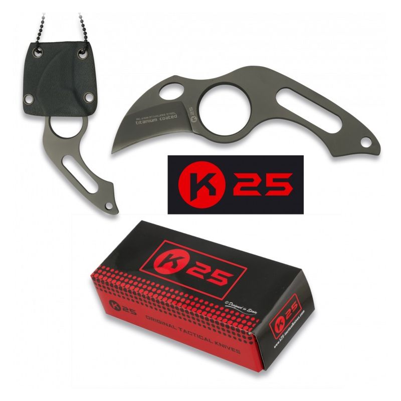 Nůž K25 31849 s řetízkem na krk ČERNÝ Barva: Černá