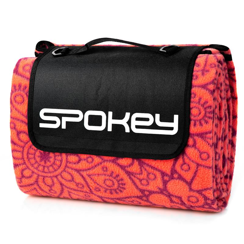 Spokey PICNIC MANDALA Pikniková deka s popruhem, lososová, 180 x 210 cm