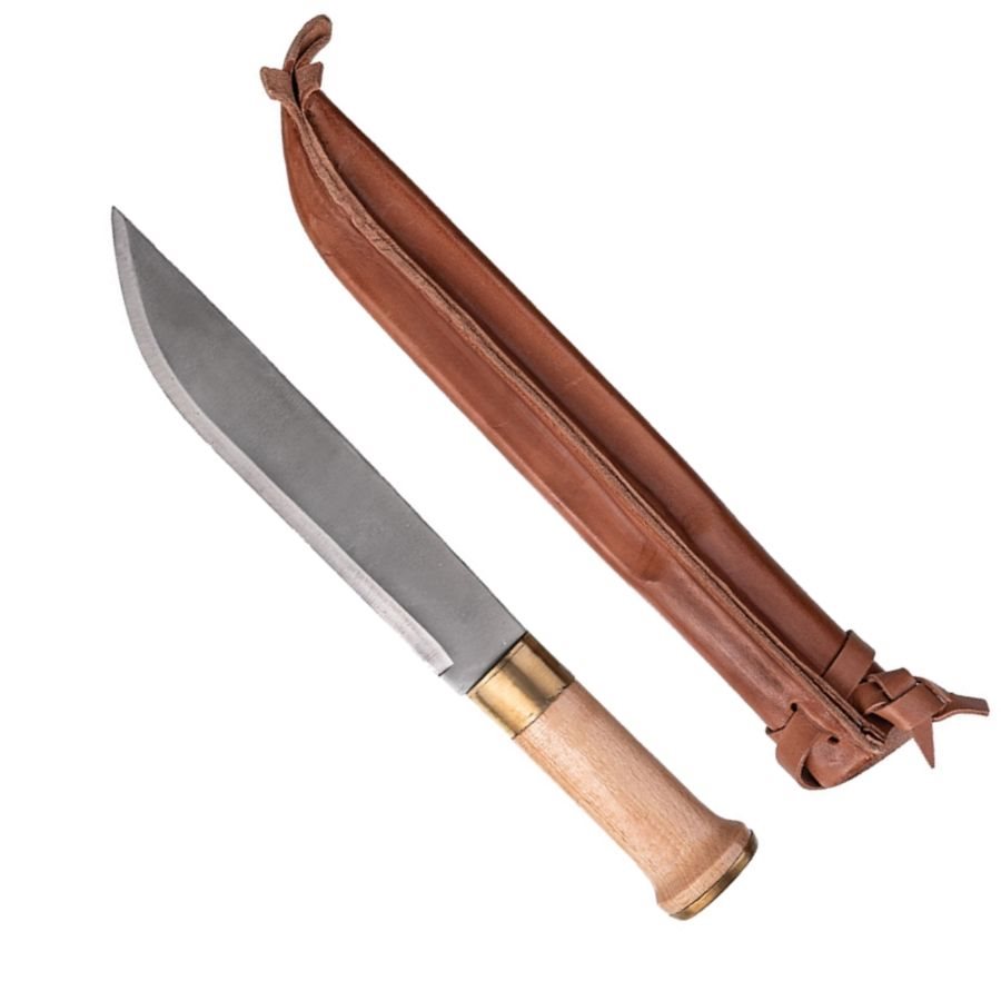 MIL-TEC® Nůž FINSKÝ velký 32cm s koženým pouzdrem Barva: DŘEVO