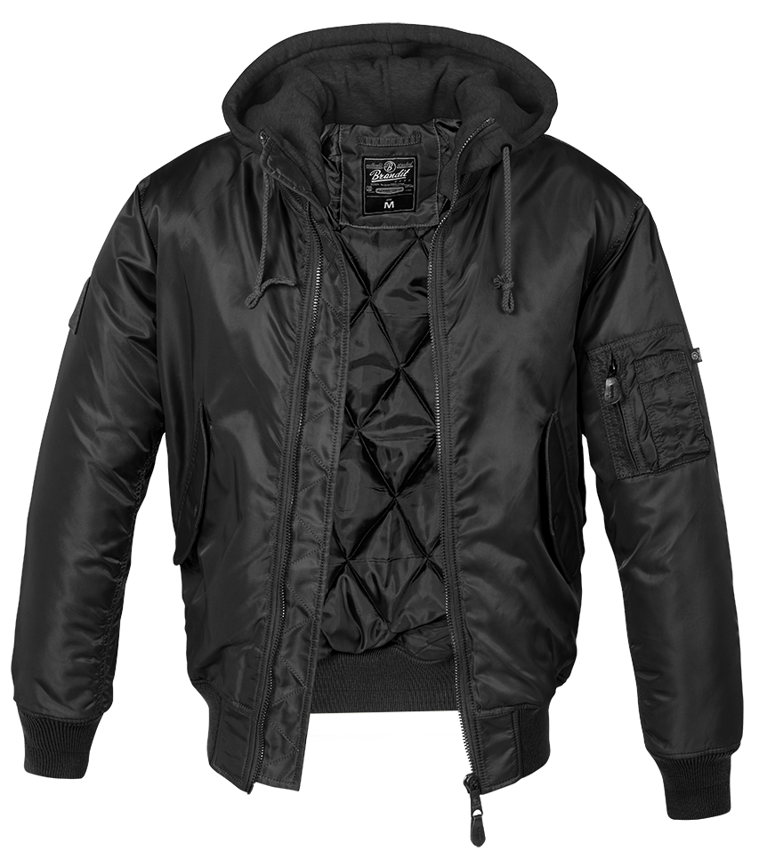 Bunda Brandit MA1 Sweat Hooded Jacket černá Barva: BLACK, Velikost: 3XL