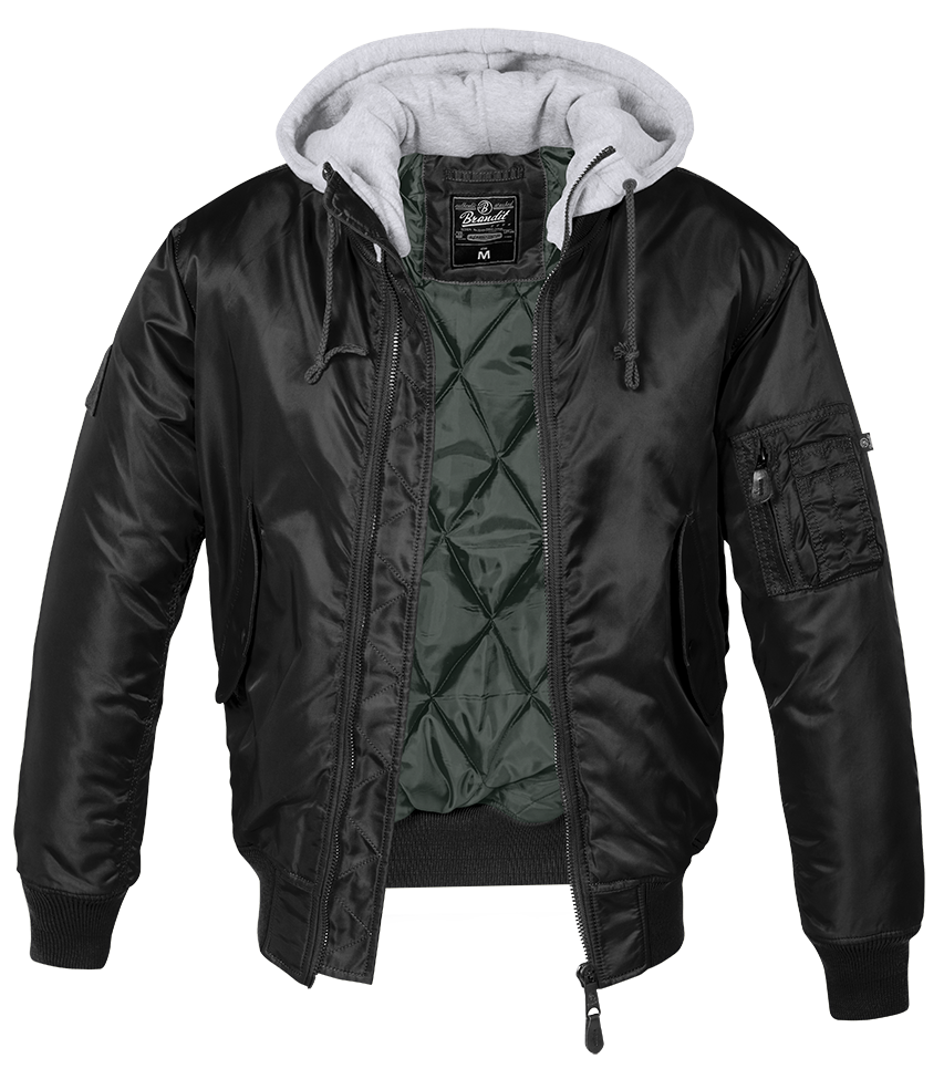 Bunda Brandit MA1 Sweat Hooded Jacket černošedá Barva: black-grey, Velikost: M