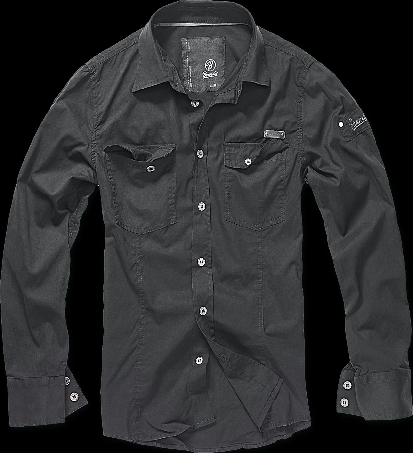 Košile dl. rukáv Brandit SlimFit Shirt černá Barva: BLACK, Velikost: S