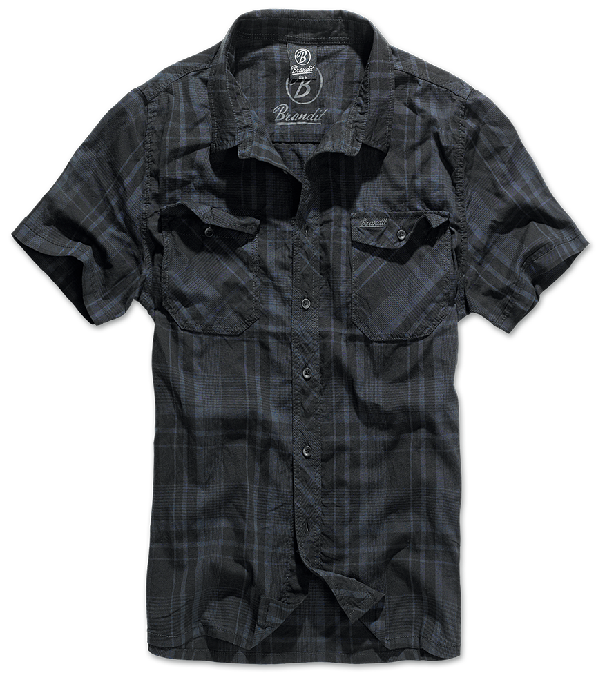 Košile kr. rukáv Brandit Roadstar Shirt černá/modrá Barva: black/blue, Velikost: S