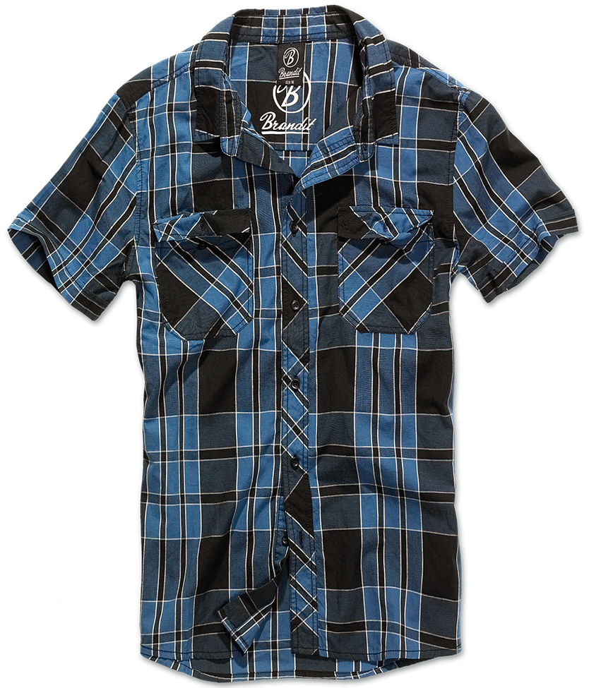 Košile kr. rukáv Brandit Roadstar Shirt indigo Barva: indigo checked, Velikost: S