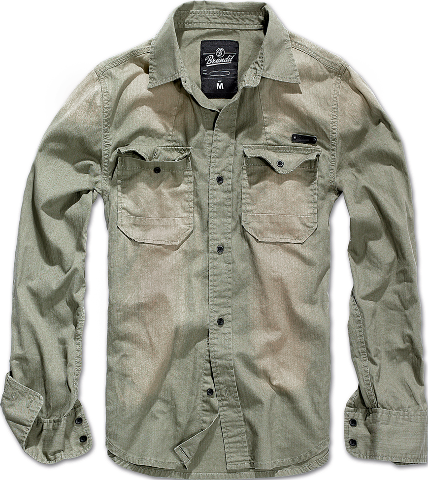 Košile dl. rukáv Brandit Denimshirt Hardee olivová/šedá Barva: olive-grey, Velikost: XXL