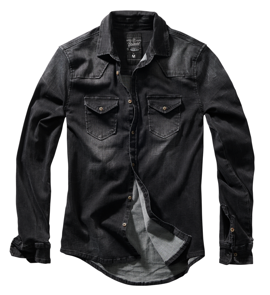 Košile dl. rukáv Brandit Riley Denimshirt černá Barva: BLACK, Velikost: S